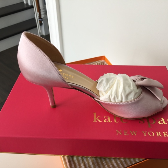 New Kate Spade Pink Satin Sala Heels Size 6.5 - Picture 1 of 7